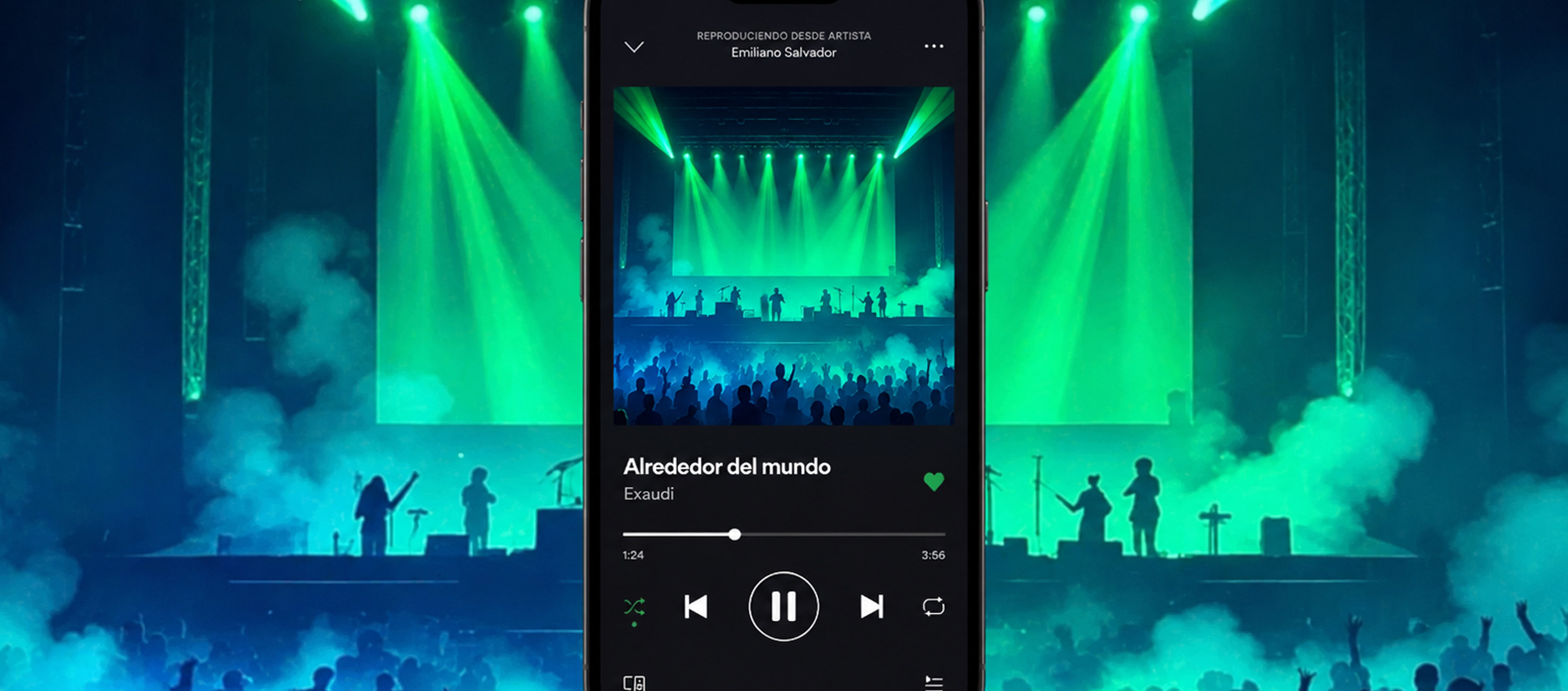 Spotify music experience displayed over a live concert